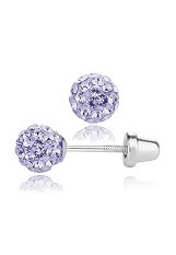 very cute silver pave ball June birthstone baby earrings